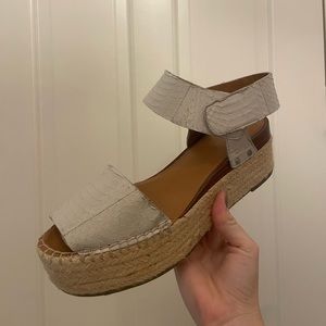 SARTO White Snakeskin Platform Espadrille Sandals